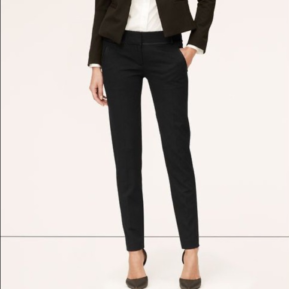 🆕🍸Ann Taylor LOFT ‘Zoe’ Straight Trouser Dress Pant Black 12P Petite New NWOT